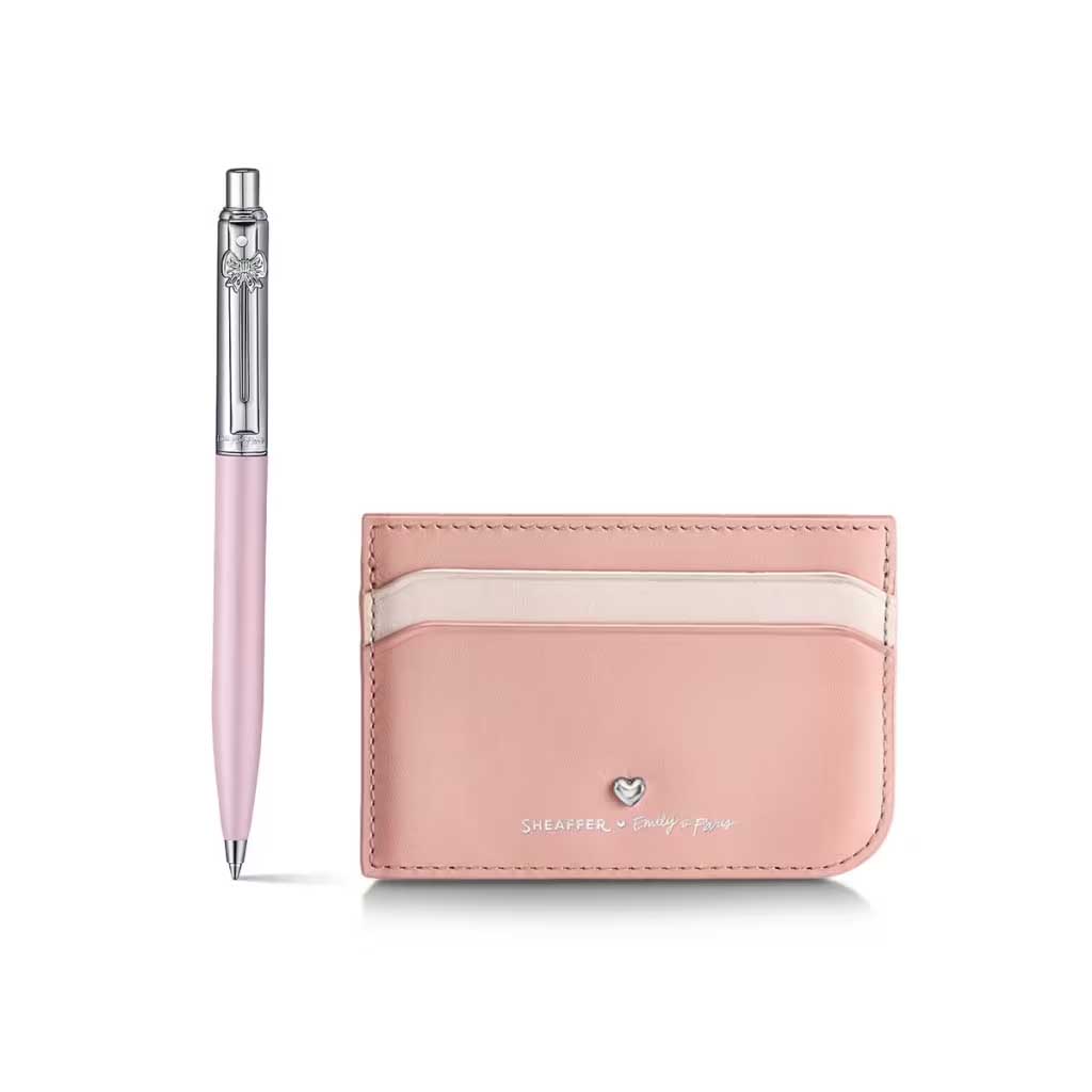 Sheaffer Emily in Paris Sentinel Pink/Chrome Ballpoint & Card Holder Set